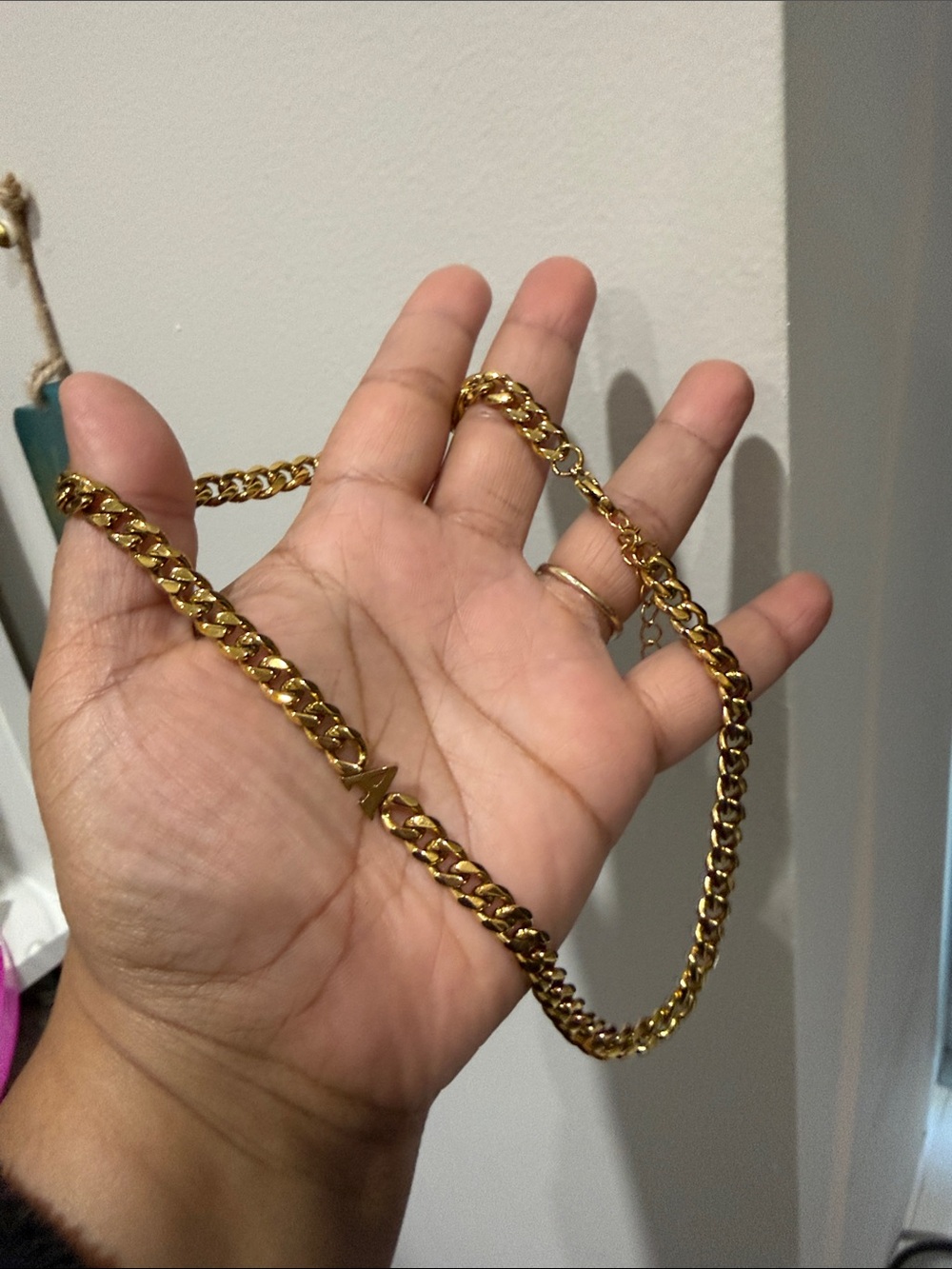Altar’d state initial A  Gold Tone Curb Chain Necklace stainless steel
